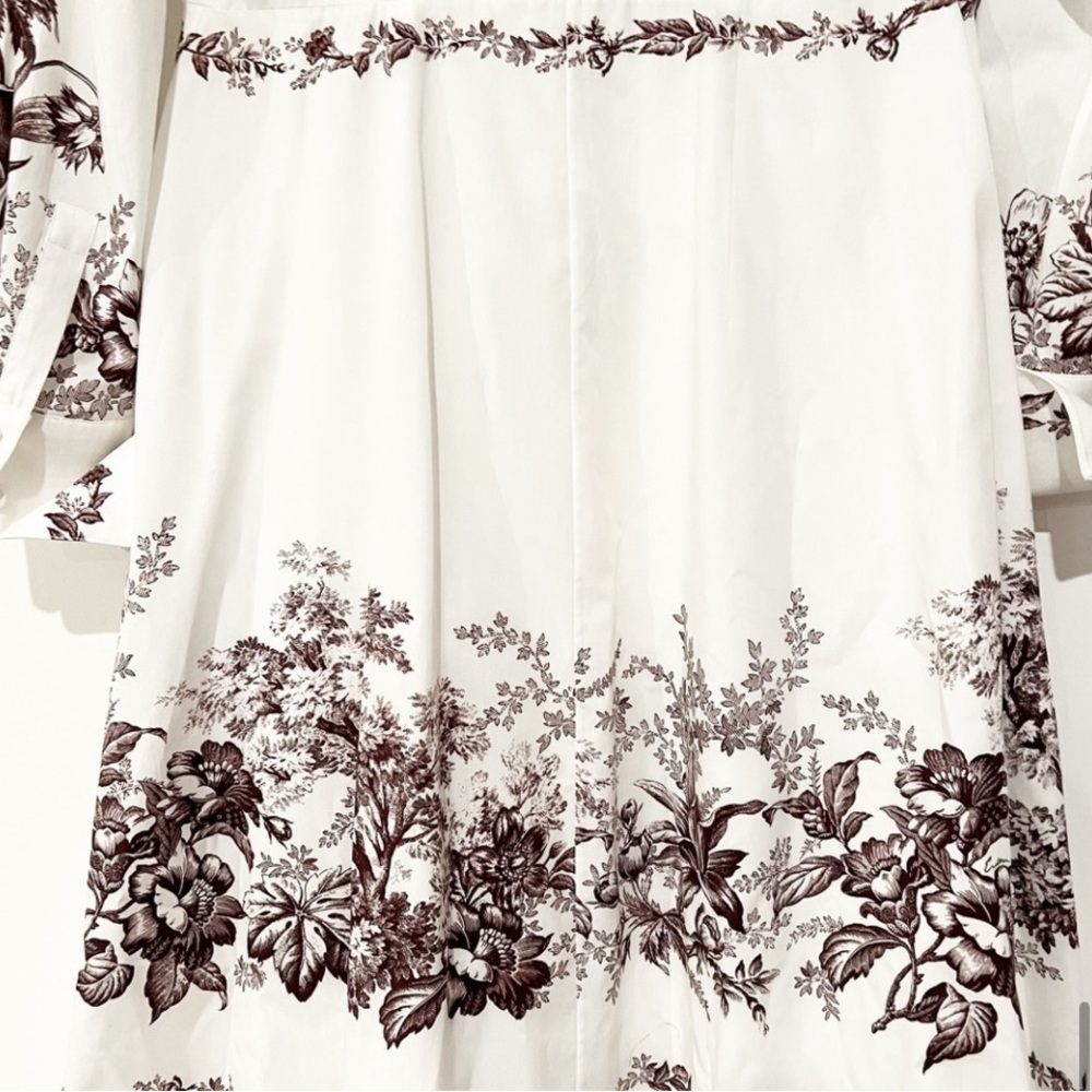 NWOT Erdem Emily floral-print toile burgundy cotton-poplin shirt dress US 8 - Picture 13 of 16